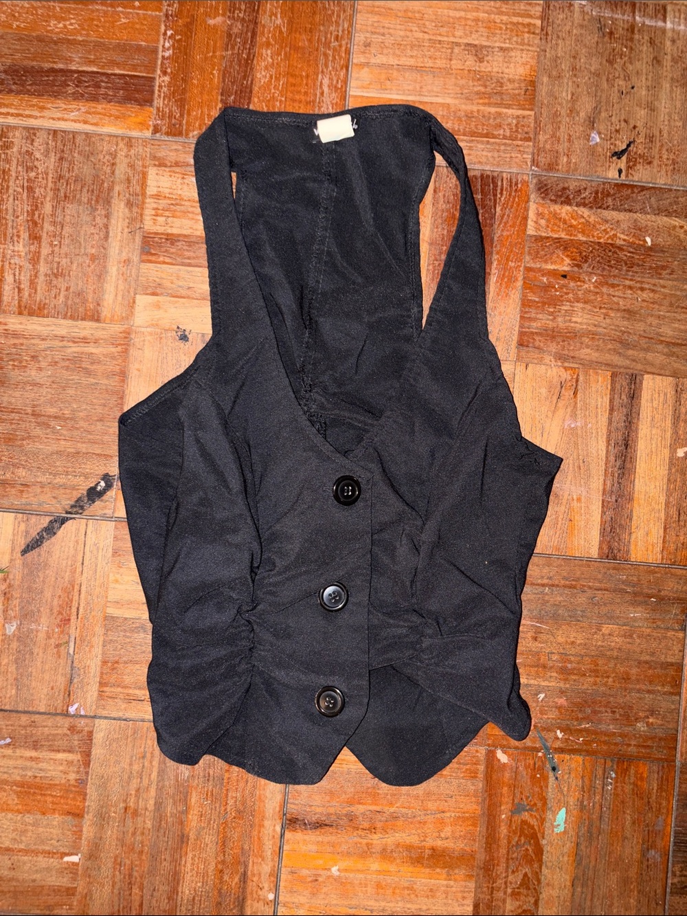 Wet Seal Black Button-Front Halter Vest